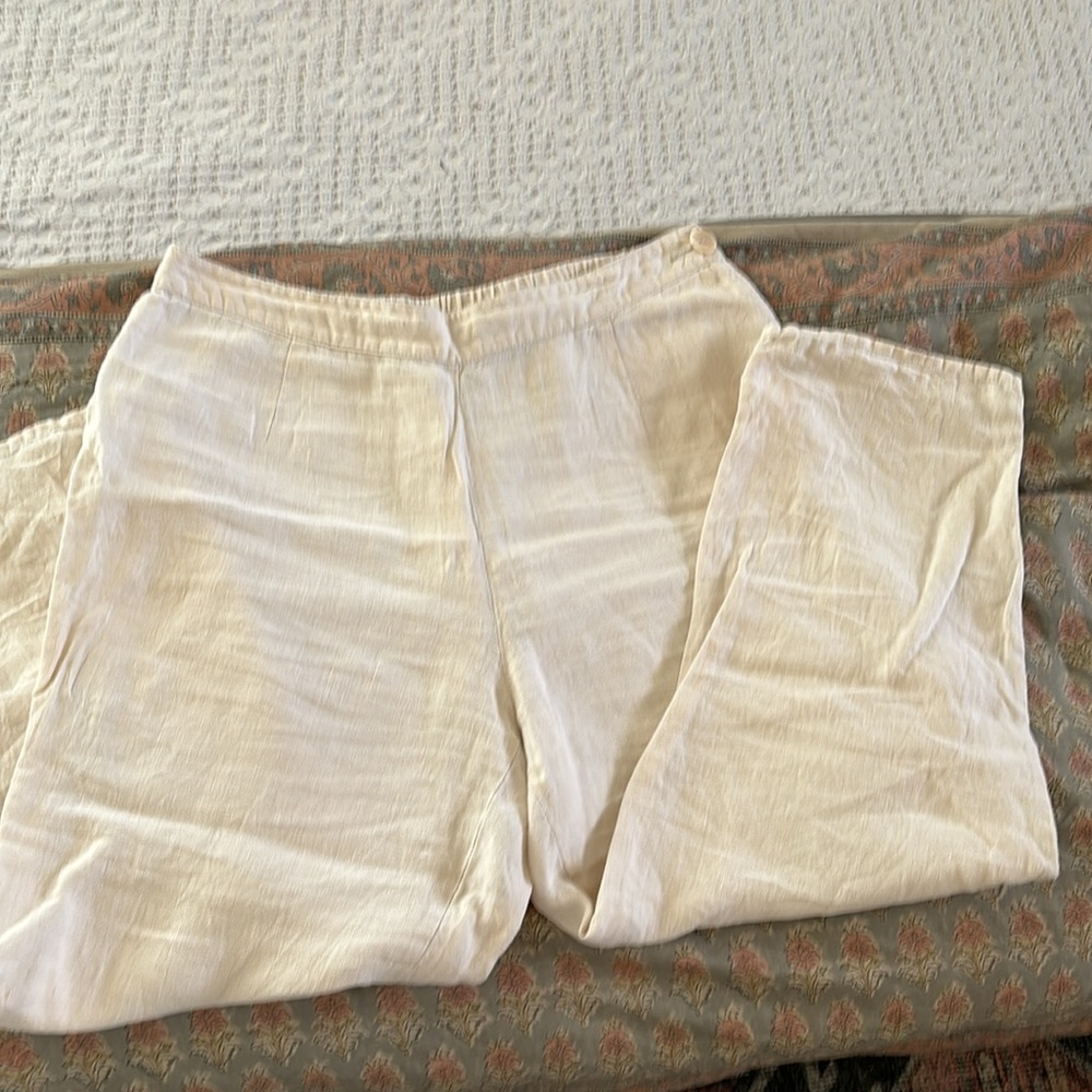 FLAX Linen Wide Leg Floods oatmeal